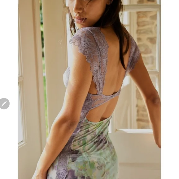 **1 XL Left!!**Free People Suddenly Fine Maxi Slip Dress / Moss Combo - Picture 8 of 15